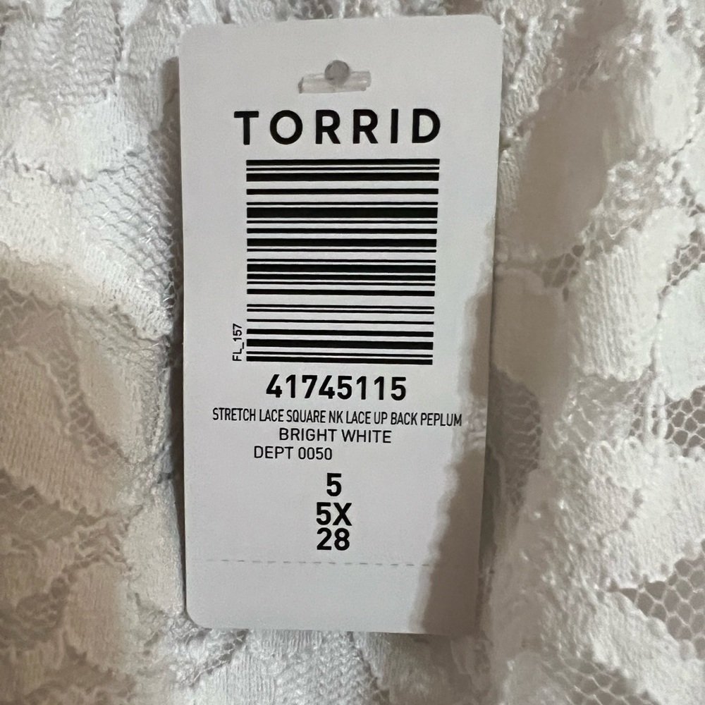 NWT Torrid Stretch Lace Square Neck Lace Up Back Peplum Top - Picture 4 of 8
